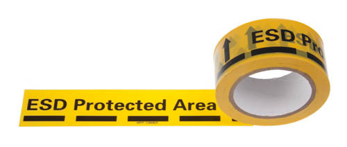 ESD PVC / PE Antistatic Adhesive Warning Tape With Yellow Color And Black Painting