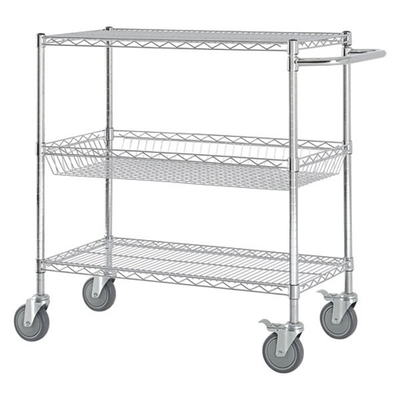 Movable ESD Storage Shelves Single / Double Peak Wire Structure With Caster / Handle