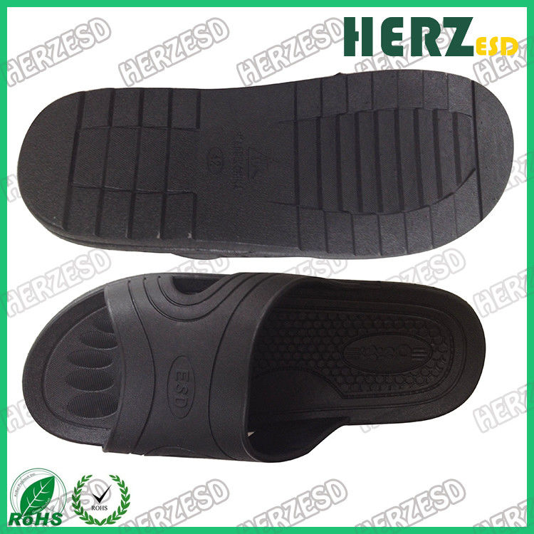 Black Color Safety Anti Static Slippers , Clean Room Slippers For Semi
