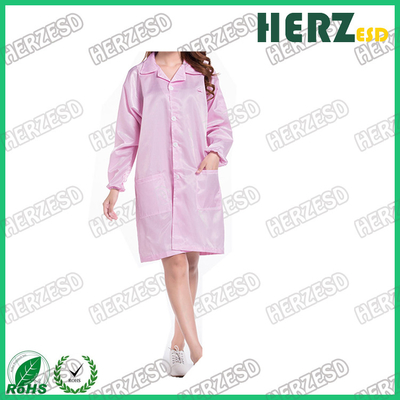 Unisex Reusable Polyester Antistatic ESD Zipped Coat For Cleanroom Protection