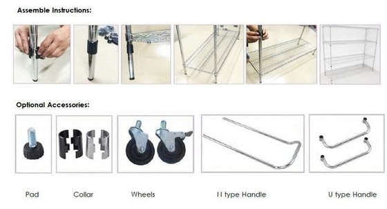 Movable ESD Storage Shelves Single / Double Peak Wire Structure With Caster / Handle