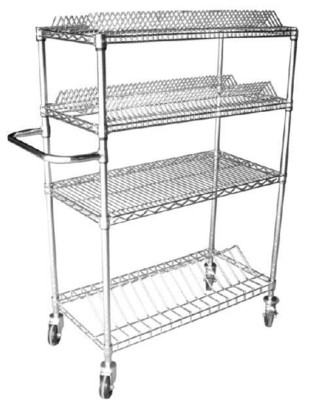 Carbon Steel ESD SMT SMD PCB Reel Storage Trolley Metal Shelf Chrome Wire Shelving Rack Trolley Cart