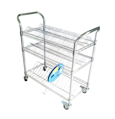 Movable ESD Storage Shelves Single / Double Peak Wire Structure With Caster / Handle