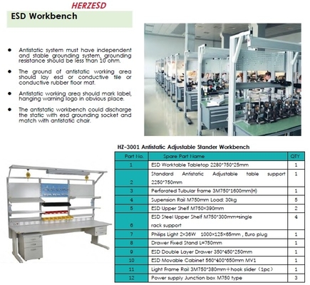 Adjustable Customized ESD Work Table Anti Static Lab Workbench