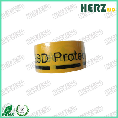 ESD PVC / PE Antistatic Adhesive Warning Tape With Yellow Color And Black Painting