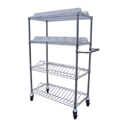 ESD Rack 4 Wire Shelves Chrome Shelf Trucks Antistatic Chrome Plates Wire Trolley