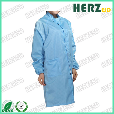 Antistatic Cleanroom Lab Coat White or Blue Washable ESD Smock Garment Polyester for Lab or Cleanroom Clothing