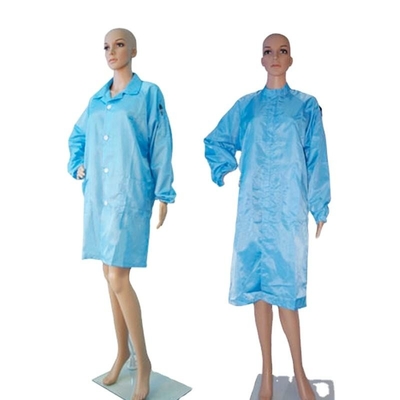 ESD Smock Antistatic Cleanroom Workwear Polyester Stripe Grid Polyester Logo Customized