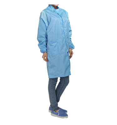 ESD Smock Antistatic Cleanroom Workwear Polyester Stripe Grid Polyester Logo Customized