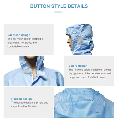 Antistatic Cleanroom Suit ESD Polyester Jumpsuit Work Clothing Lab Coat