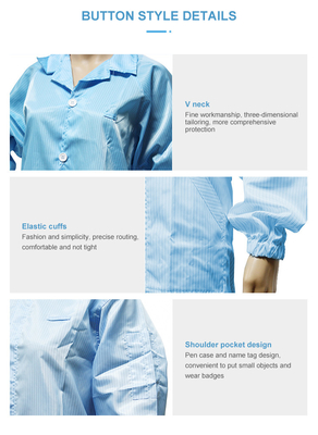 Antistatic Cleanroom Suit ESD Polyester Jumpsuit Work Clothing Lab Coat