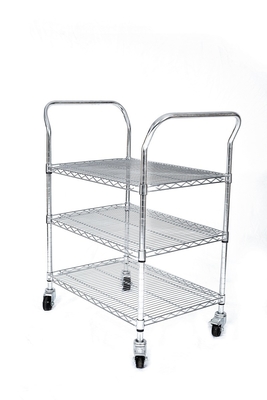 Customized Stainless Steel ESD Wire Shelf Trolley Cart Mesh Storage Antistatic Wire Trolley