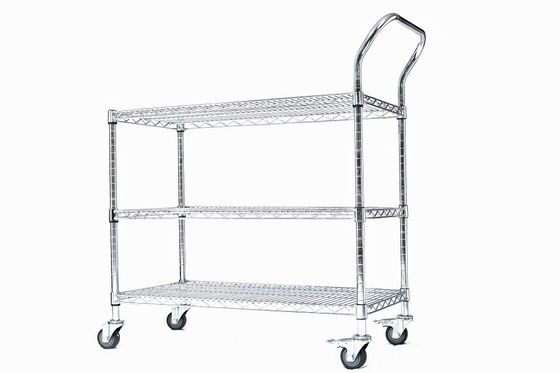 ESD Wire Shelf Trolley Customized Stainless Steel Mesh Storage Cart Antistatic