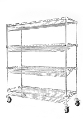 Customized ESD Storage 4 Layers Shelf Trolley Wire Mesh Shelving Cart