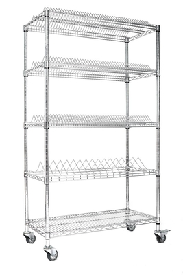 Customized ESD Storage 4 Layers Shelf Trolley Wire Mesh Shelving Cart