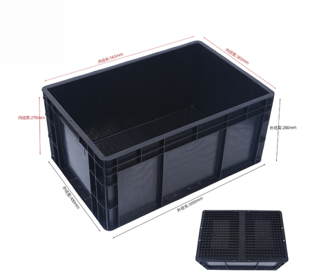 600*400mm ESD Plastic Box ESD Storage Bins Conductive Crate For Electronic Parts
