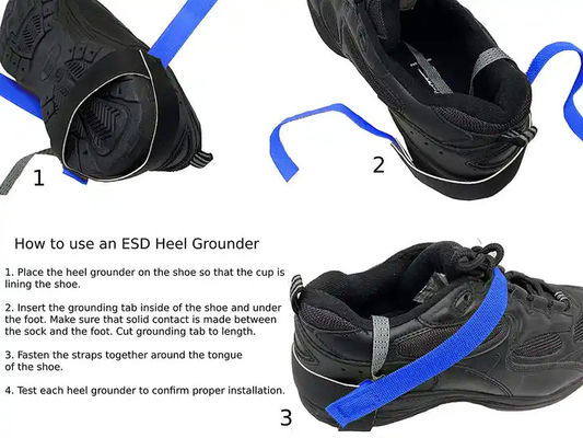 ESD Heel Strap Adjustable Anti Static Foot Grounder for Personal Electrostatic Discharge