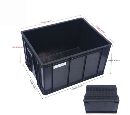 ESD Box Black Plastic Antistatic Storage Bin for Parts and Component Organization