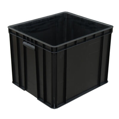 ESD Box Black Plastic Antistatic Storage Bin for Parts and Component Organization