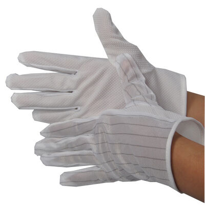 Low Cost Cleanroom Electronics Industrial Safety Lint Free White Antistatic Stripe Polyester ESD Work Gloves