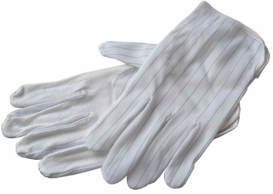 Low Cost Cleanroom Electronics Industrial Safety Lint Free White Antistatic Stripe Polyester ESD Work Gloves