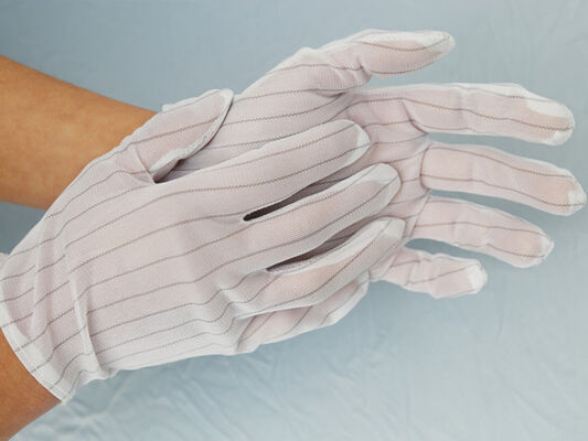Safety White Antistatic Stripe Polyester ESD Work Glove for Cleanroom Electronics Industry ESD Top Fit Glove