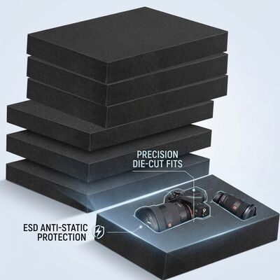 Conductive ESD Foam Insert Black Die Cut Anti Static EVA Foam Inner Packaging Cushion For PCB IC Board Shipping