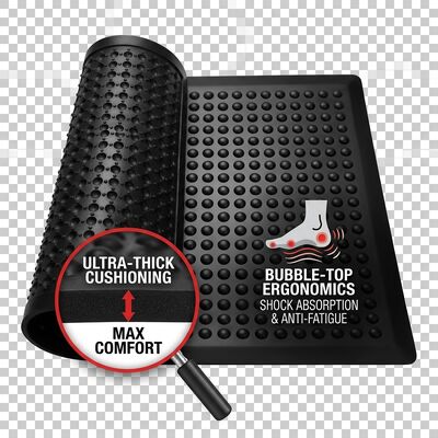 ESD Anti Fatigue Rubber Mat Bubble Top Black Static Dissipative Floor Mat For Electronics Assembly Workstations