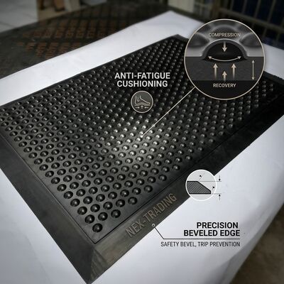 ESD Anti Fatigue Rubber Mat Bubble Top Black Static Dissipative Floor Mat For Electronics Assembly Workstations