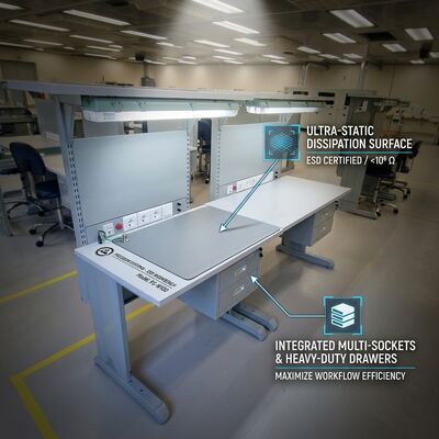 Modular ESD Workbench Station Anti Static Assembly Work Table With Drawer Shelf Power Socket Grounding Kit