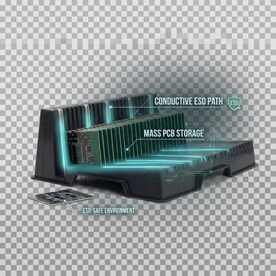 Heavy-Duty Adjustable ESD PCB Storage Trolley for Anti-Static Circuit Boards
