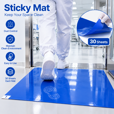Blue Tacky Mat Cleanroom Sticky Mat | Disposable Adhesive Floor Mat for Dust Control