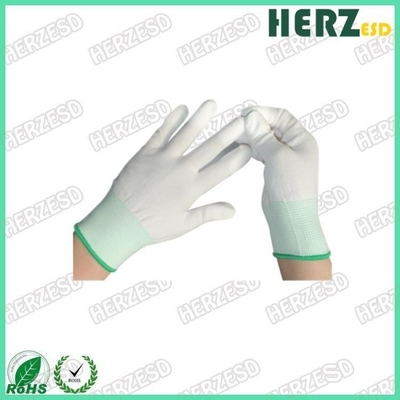 Breathable ESD Hand Gloves Knitted Nylon Material With PU Coated Finger Tip