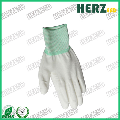 Breathable ESD Hand Gloves Knitted Nylon Material With PU Coated Finger Tip