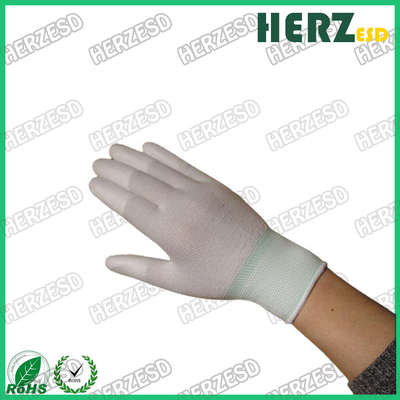 Breathable ESD Hand Gloves Knitted Nylon Material With PU Coated Finger Tip