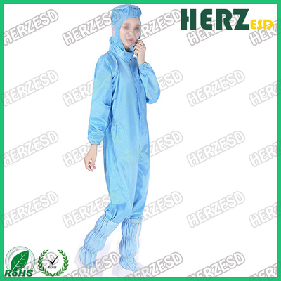 ESD Polyester Coat  Stirp Type Anti Static Coverall , ESD Safe Clothing Polyester Material