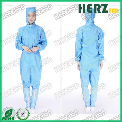 ESD Polyester Coat  Stirp Type Anti Static Coverall , ESD Safe Clothing Polyester Material
