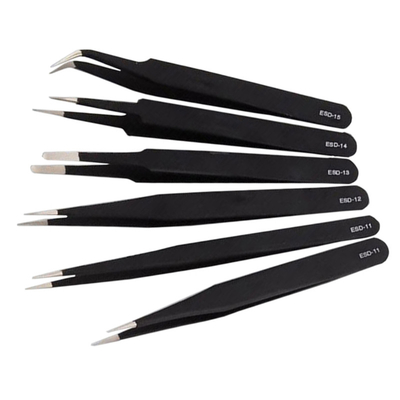 Fine Tip Curved Precision Tweezers , Anti Static Tools Bent 45° For Extracting Parts