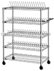 4 shelves  Cleanroom Chrome plated wire mesh ESD trolley cart