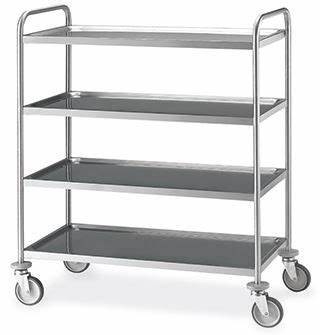 4 Layers Chrome Wire Basket ESD Shelf Trolley With Handrail