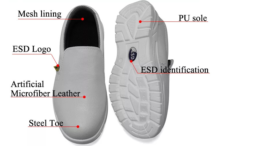 Cleanroom ESD Anti Static Shoes Steel Toe Breathable Safety Shoe