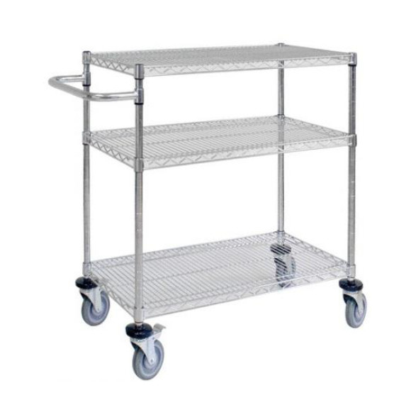 4 Wheels Stainless Steel Anti Static PCB / SMT Storage 3 Layers Trolley Cart