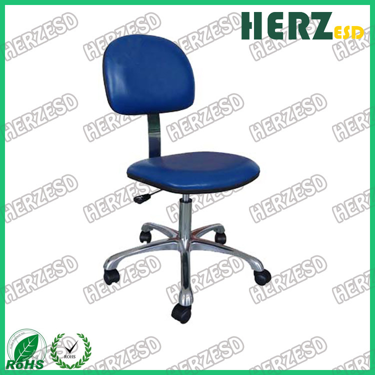 Ergonomic ESD Cleanroom PU Leather Adjustable Lab Chairs 440  -580mm Adjust Height