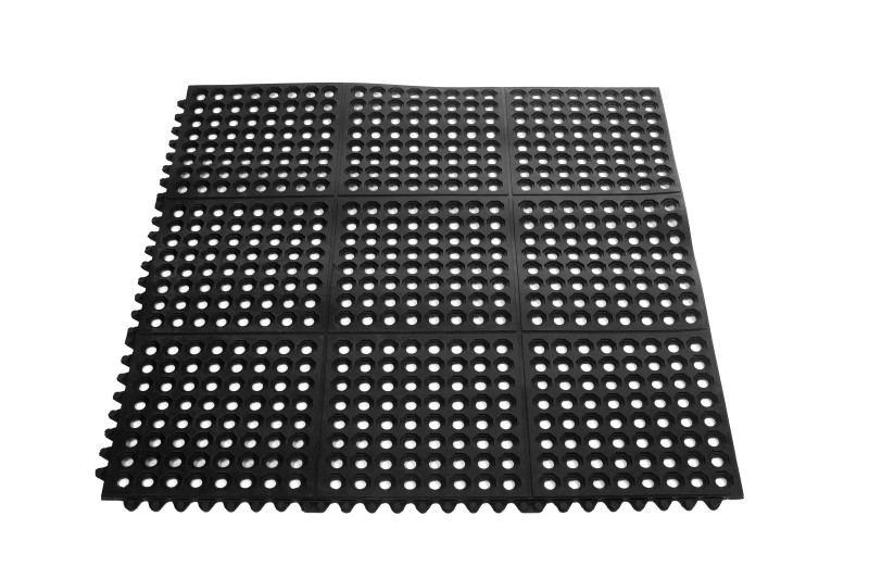 Rubber Flooring Mat Antifatigue Mat Anti-slip Rubber Mat With Holes Interlocking Open Holed Tiles