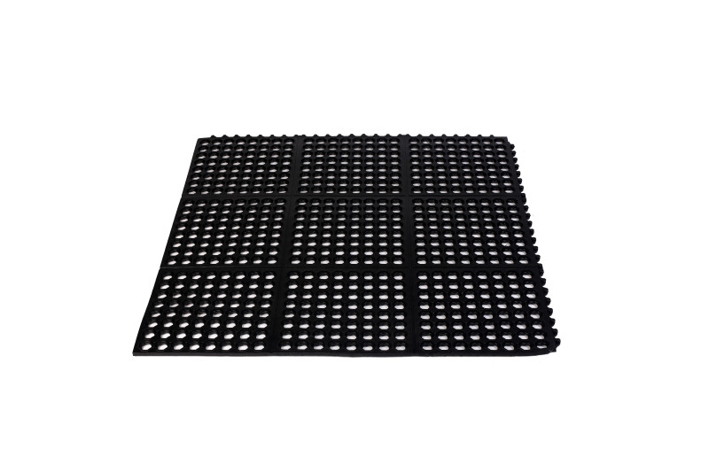 Rubber Drainage Floor Mat With Holes Heavy Duty Anti-Fatigue Kitchen Drainage Non-Slip Wet Area Use Door Mat