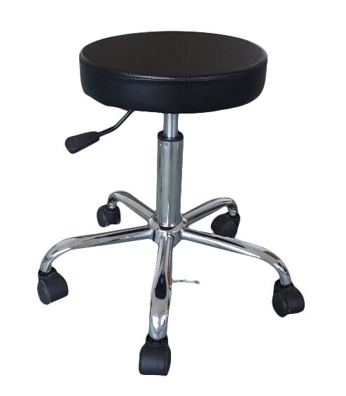 Swivel High ESD PU Leather Antsiatic Round Stool With Footrest