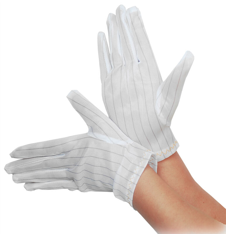 Safety White Antistatic Stripe Polyester ESD Work Glove for Cleanroom Electronics Industry ESD Top Fit Glove