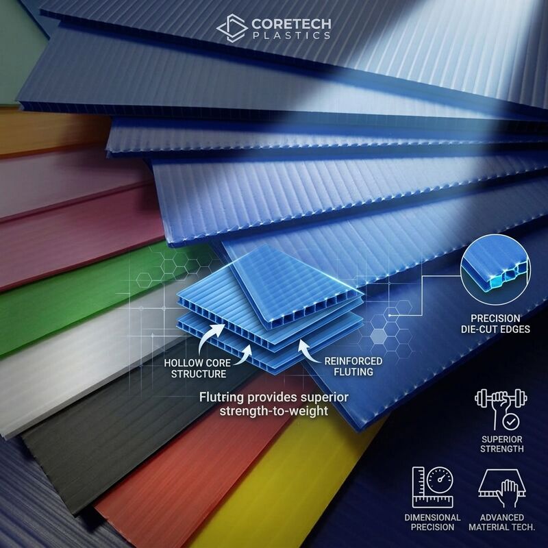 Anti Static PP Corrugated Sheet Conductive ESD Plastic Hollow Board Custom Cut For Box Insert Partition