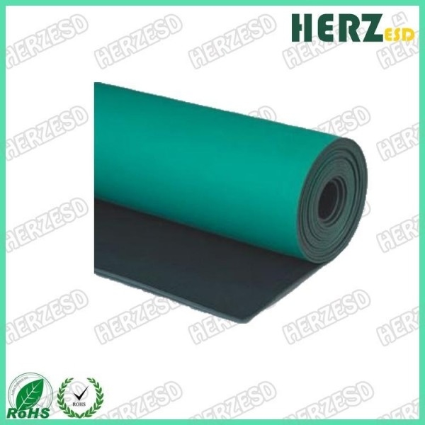 Double Layer ESD Rubber Mat , Anti Static Table Mat Green / Gray / Blue Color
