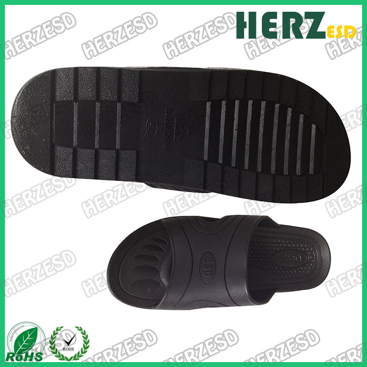 Black Color Safety Anti Static Slippers , Clean Room Slippers For Semi Conductor Industries